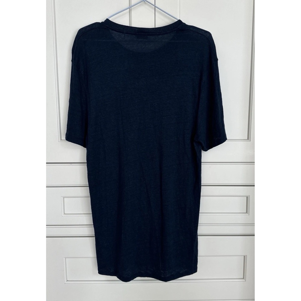 Sandro Mens Navy Blue Linen/Cotton Short Sleeve TShirt Size S/XS (measured) $185 - Picture 5 of 9
